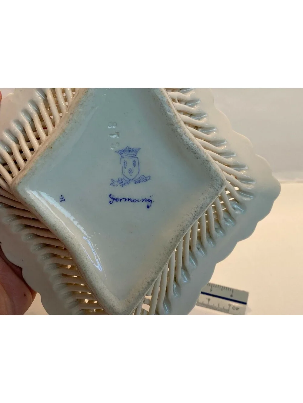 Schierholz Vintage Porcelain Decorative Bowl with Floral Design and Lattice Work